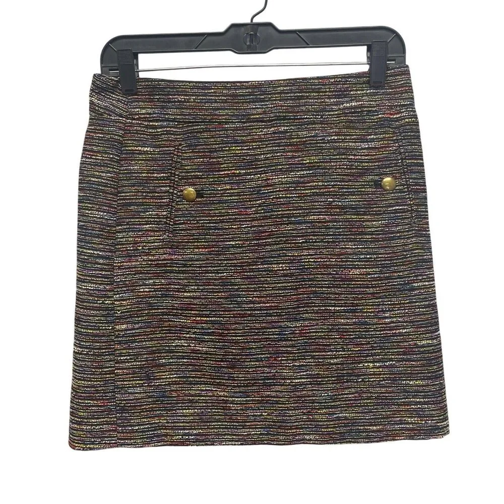 LOFT Womens Size 0 Color Slub Polyester Blend Lined Career Short Pencil Skirt